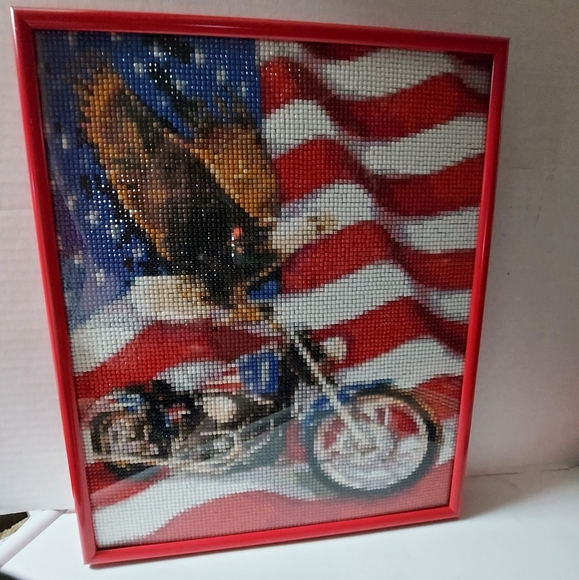 Completed 5D Motorcycle Art Picture In Glass Metal Frame